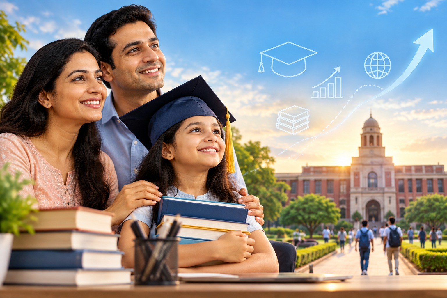 Parents supporting their childs education ambitions
